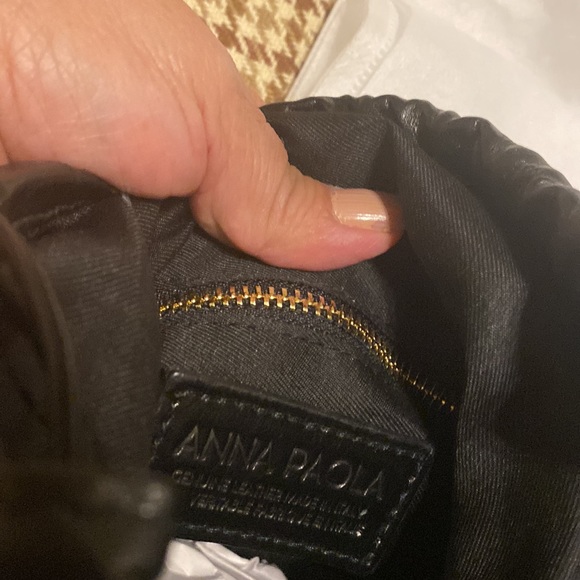 Anna Paola Italian Black Leather Bucket Bag NWT. - Picture 6 of 13